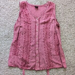 Purple Sleeveless Lacey Top With Corset Back XL Fairy Core Boho